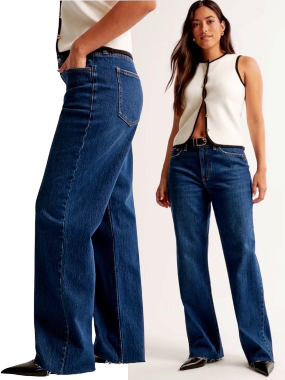 Abercrombie Fitch The Beggy Low Rise Curve Love Jeans 35 Inseam 28" Dark Wash